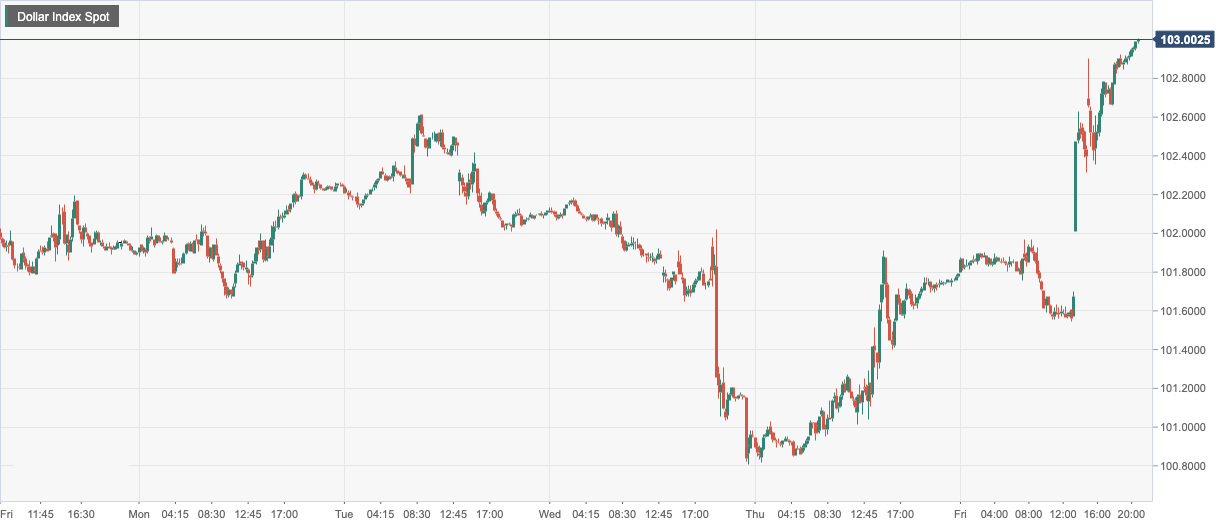 美元指数 (DXY)：