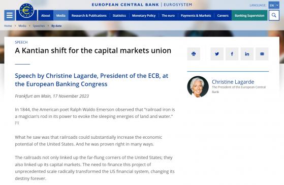 资本市场发展不足影响关键转型融资 拉加德呼吁建立“欧洲SEC”