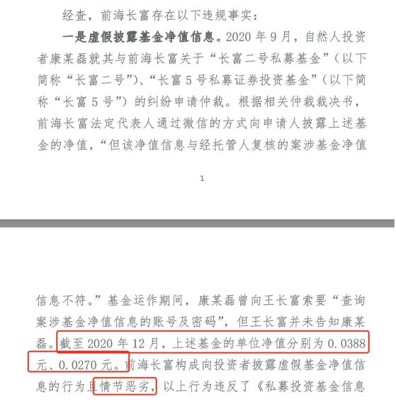 隐瞒巨亏信息，前海长富基金披露假净值遭罚，辩称微信发送的净值信息不作数