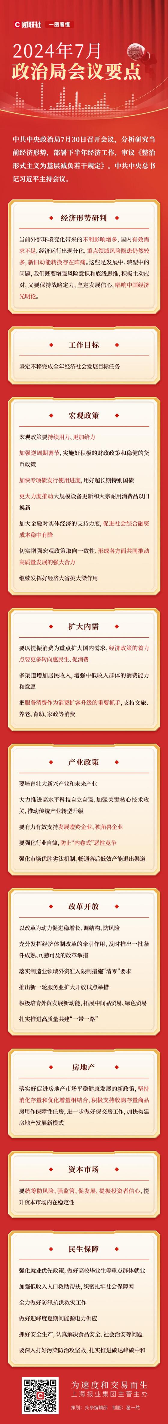 一图看懂 | 下半年经济工作怎么干？政治局会议重磅定调