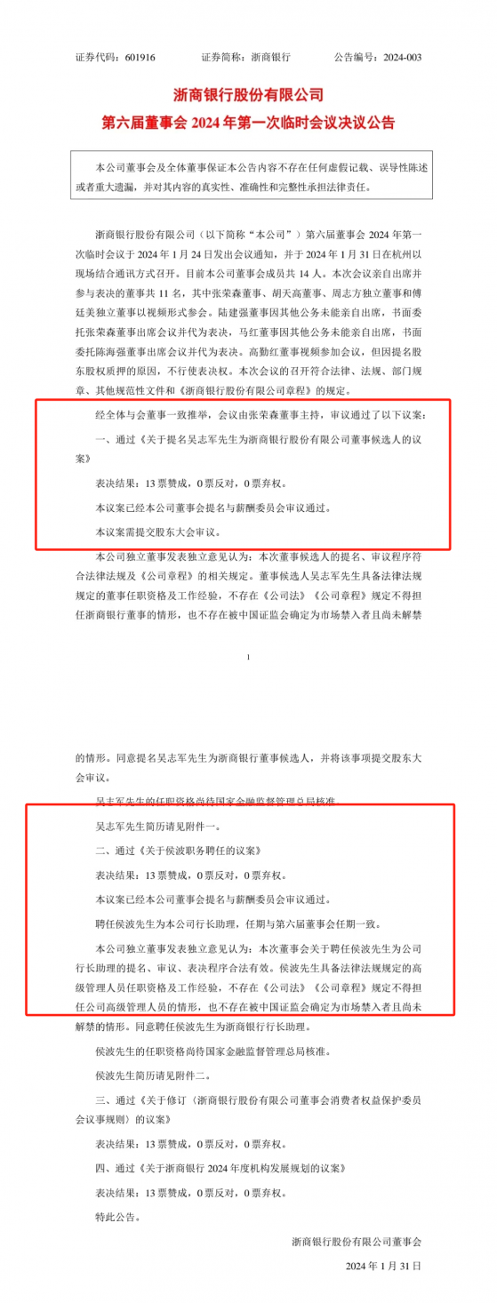 景峰辞任首席财务官不到两周，浙商银行董事高管再“上新”，今年已有20家上市银行董监高变动