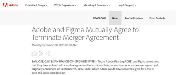 200亿美元交易告吹！Adobe和Figma同意终止合并协议