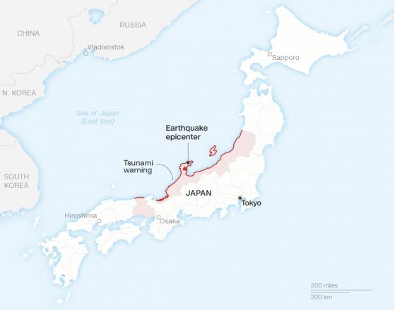 日本7.6级地震致近10万人被疏散 超三万户家庭停电