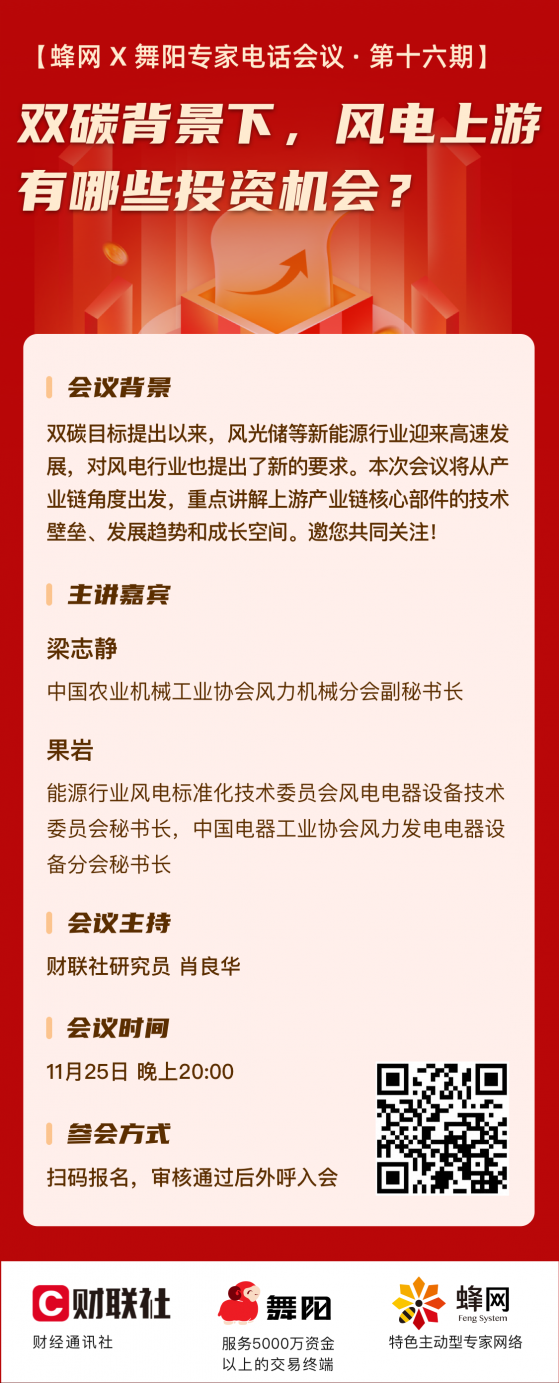 【蜂网·舞阳专家电话会议第十六期】双碳背景下，风电上游有哪些投资机会？