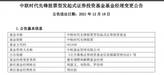 顶流基金经理周应波宣布卸任4只基金，致持有人的一封信中真情流露，因何卸任？500亿规模谁来接管？