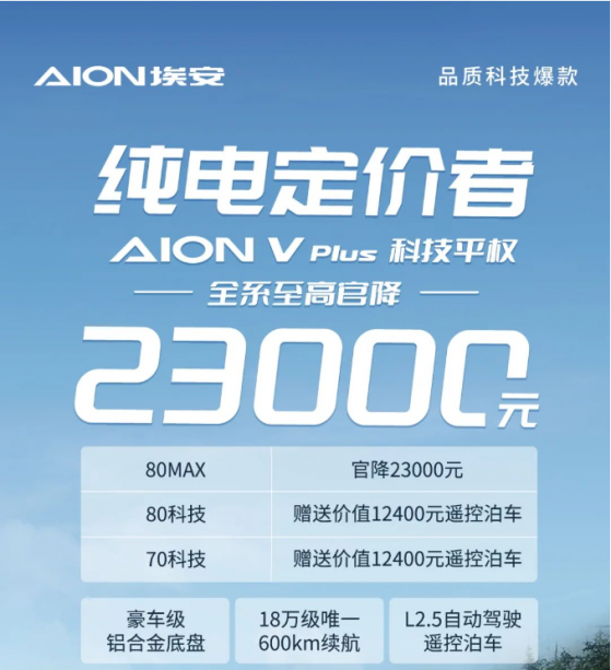 广汽埃安AION V Plus全系车型至高官降2.3万元