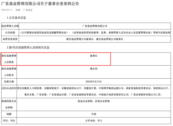 万亿基金公司换届！葛长伟出任广发基金董事长，基金圈高管今年变动已超百人