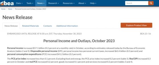 美国10月PCE通胀跌至“两年半新低” 名记提醒：FED快接近目标了
