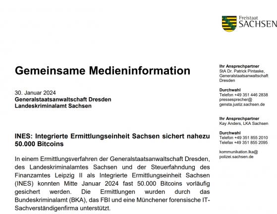 德国警方调查盗版电影网站 意外收获5万个“十年陈”比特币