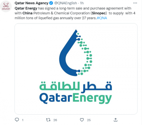 LNG交易史上最长协议：中石化与卡塔尔能源达成27年采购长单